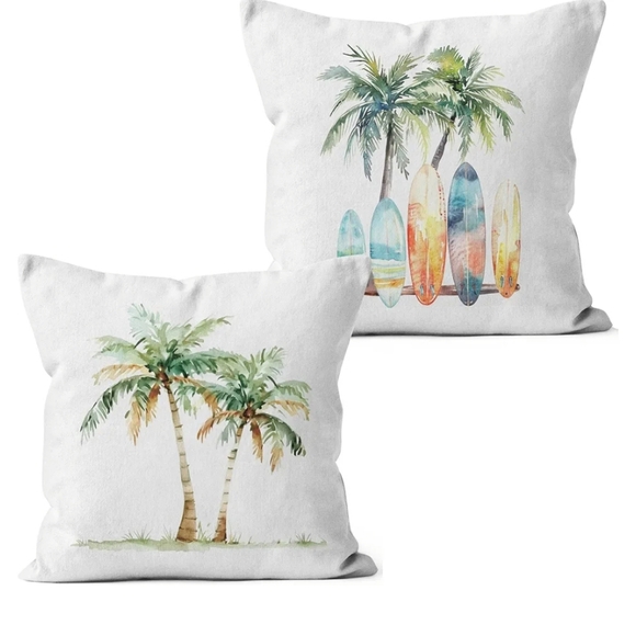 Other - Set Tropical Palm and Surfboard Cushion Covers